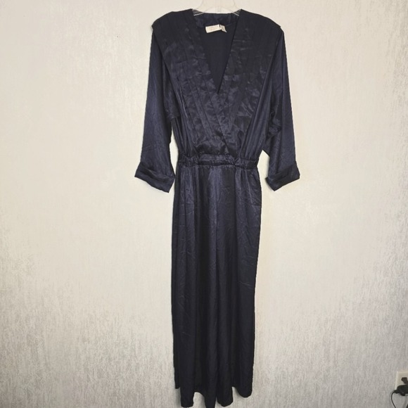 Victoria's Secret Jumpsuit Lingerie M/L Vintage Gold Label VNeck Wide Leg Satiny - Picture 2 of 14